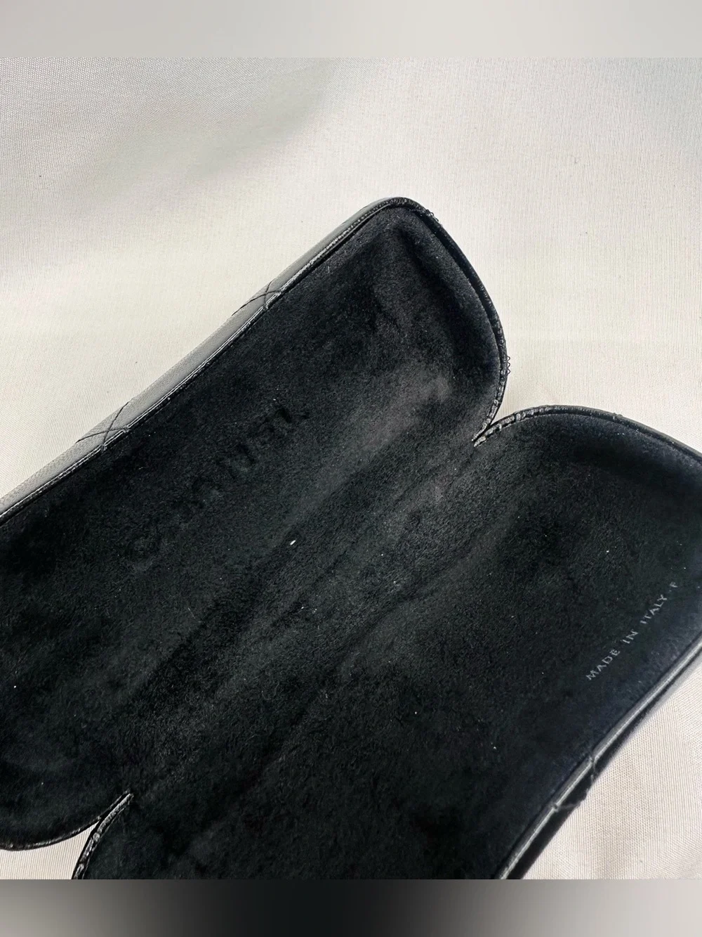CHANEL Black Quilted Sunglasses Case with CC Emblem